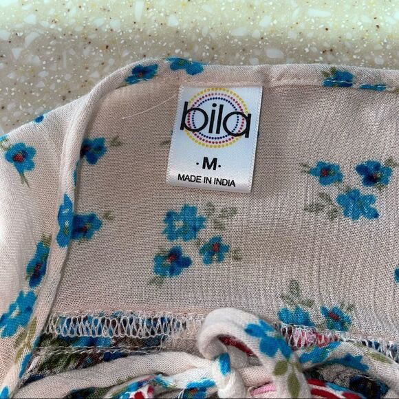 Bila ivory boho V neck tassel top high low hem size Med - Picture 7 of 10